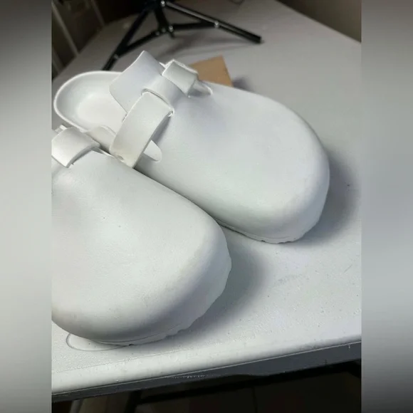 Birkenstock Boston Eva White Clogs Sz 46 Men Sz 13 Damaged - Picture 6 of 15